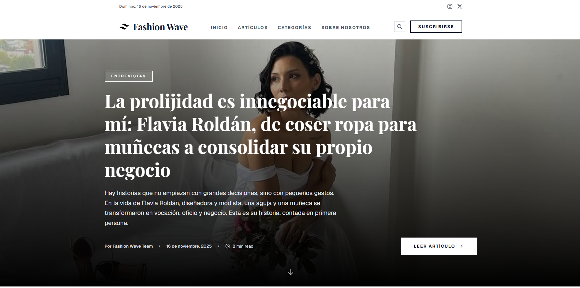 Captura de pantalla del proyecto Fashion Wave - Revista de Moda digital