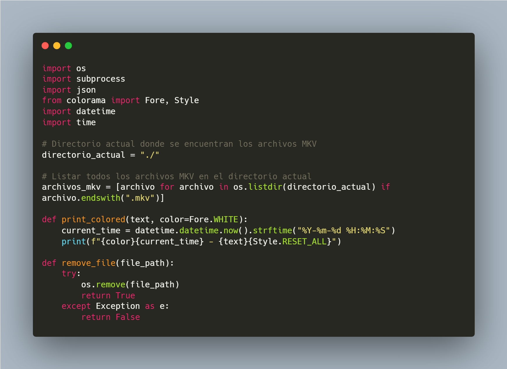 Captura de pantalla del proyecto Conversor MKV a HLS